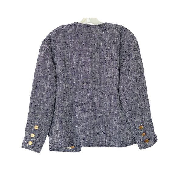 Viscose Tweed Jacket - Navy & White - 42 - Picture 3 of 4